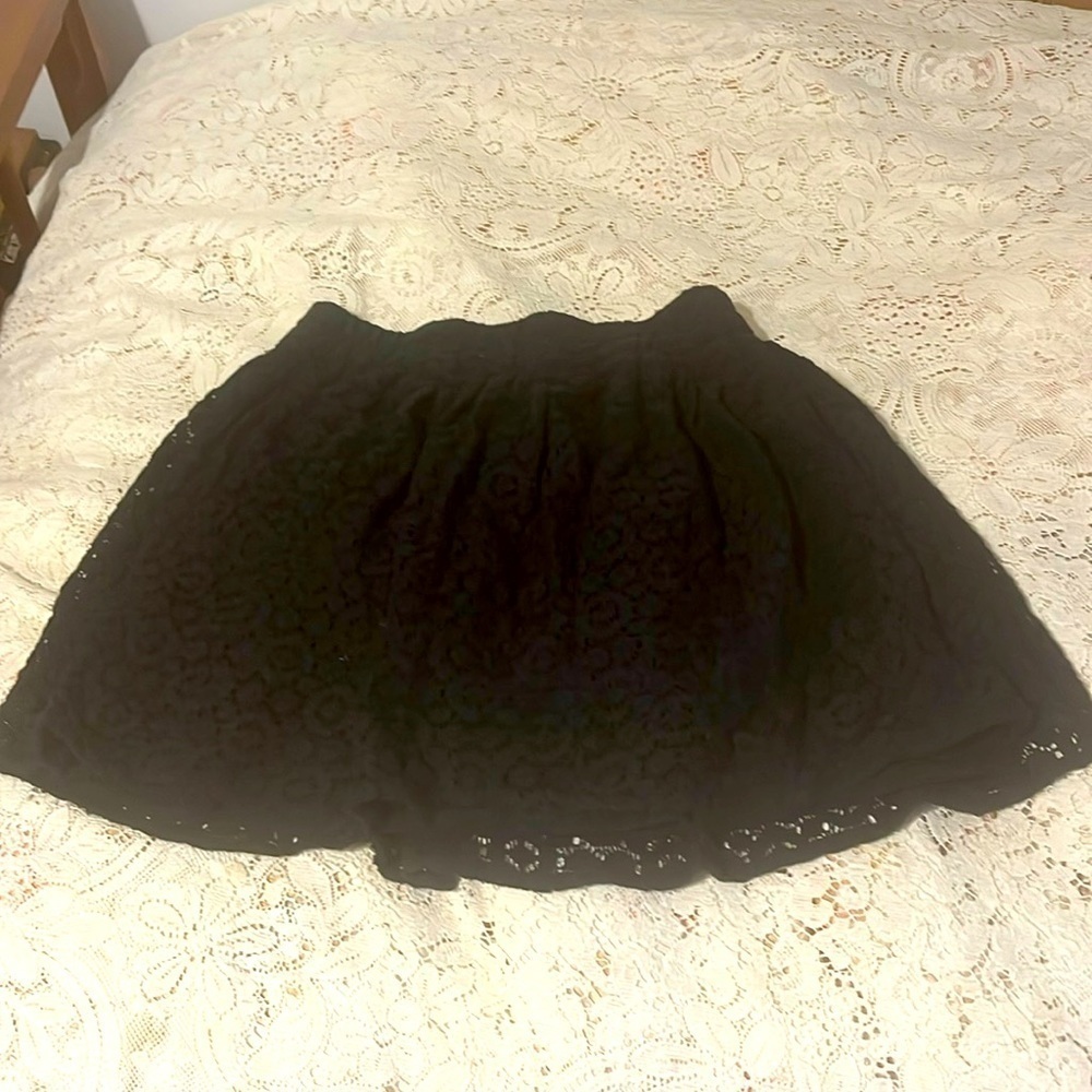 DeLiA’s Vintage Lace Sheer Black Mini Skirt Y2K Dark Emo Retro Punk Whimsigoth